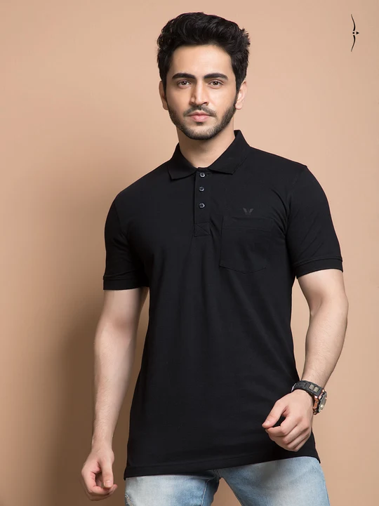 Man in black t-shirt